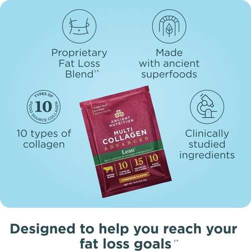 Ancient Nutrition Hydrolyzed Collagen Peptides Powder - Lean Protein with Probiotics & Vitamin C | Cinnamon Flavor, 8 Packets