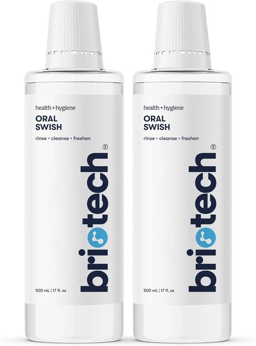 BRIOTECH Oral Swish Mouthwash - Hypochlorous Acid Formula for Gentle Oral Care | 17 fl oz (2 Pack)