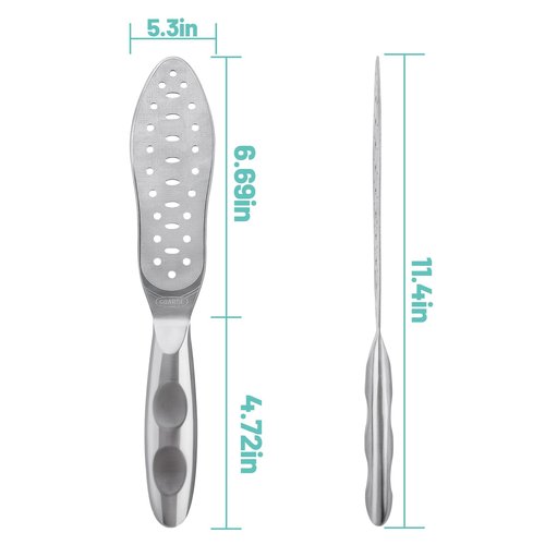 Foot File Callus Remover Stainless Steel Double Sided Foot Scraper, Foot Rasp for Dry and Wet Skin, Pedicure Tool for Feet Hard Skin and Cracked Heels