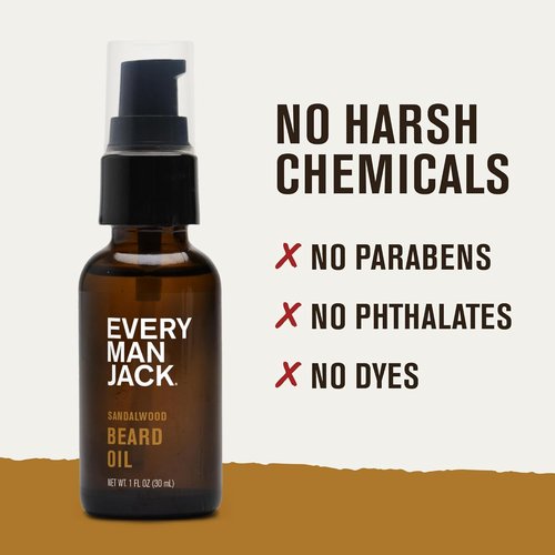 Every Man Jack Beard Oil - Aged Bourbon & Sandalwood Scent - Deep Moisturization & Natural Shine - 1 fl oz (2 Pack)