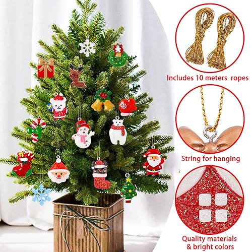 36pcs Christmas Mini Resin Ornaments Set for Xmas Tree Decoration with Golden String