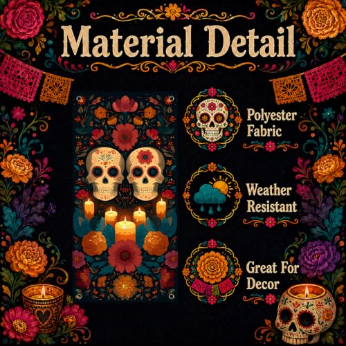 Day of the Dead Door Cover 71x35 Inch Sugar Skull Decor - Variation of Sugar Skull