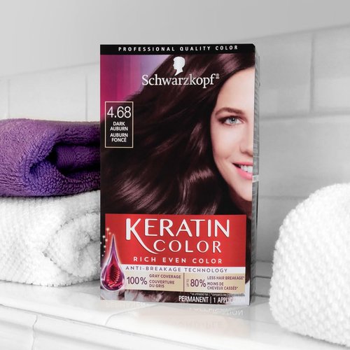 Schwarzkopf Keratin Color Permanent Hair Color Cream - 4.68 Dark Auburn | Long-Lasting Formula