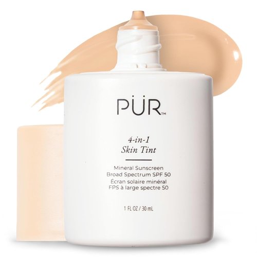 PÜR MINERALS Tinted Sunscreen for Face - 4-in-1 SPF 50 Mineral Protection | Lightweight Moisturizer & Foundation