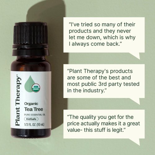Plant Therapy Organic Tea Tree Oil - 100% Pure & USDA Certified Organic for Skin, Hair & Toenails | 10 mL