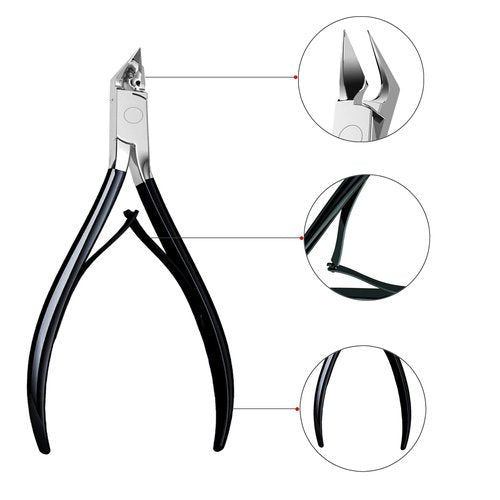 Ingrown Toenail Clipeprs, Toenail Clipper Straight Blade for Ingrown and Thick Nails, Ingrown Toenail Removal Kit include Tweezers, Ingrown Toenail File and Lifters (Black)