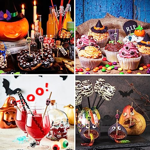 Halloween Skeleton Drink Toppers 150pcs Colorful Cocktail Picks for Drinks & Desserts