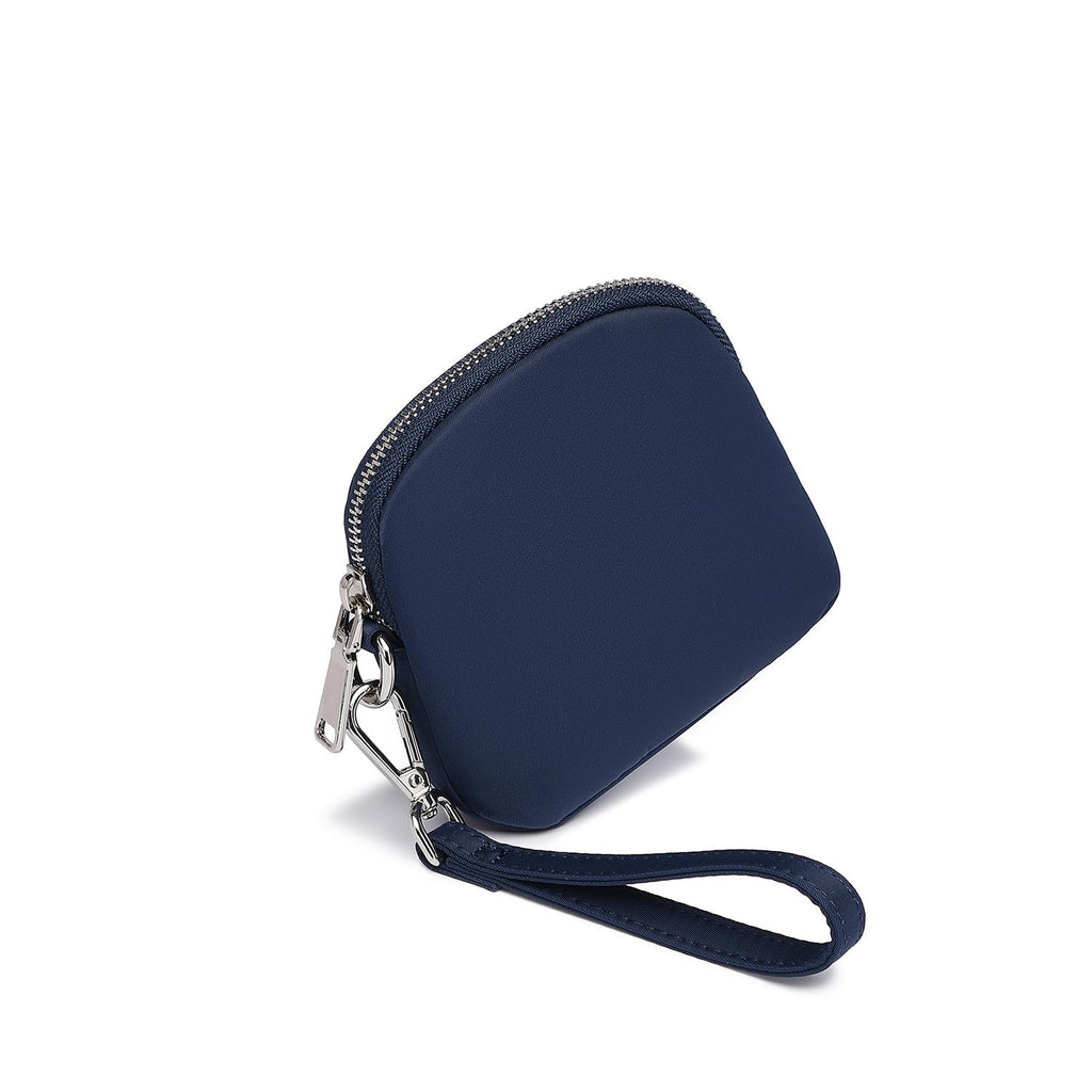 YONBEN Organizer Bag Makeup Bag for Purse Travel Toiletry Pouch Zipper Pouch for Purse Small Makeup Pouch with Pockets Wristband design (black-nylon)… (Navy Blue)