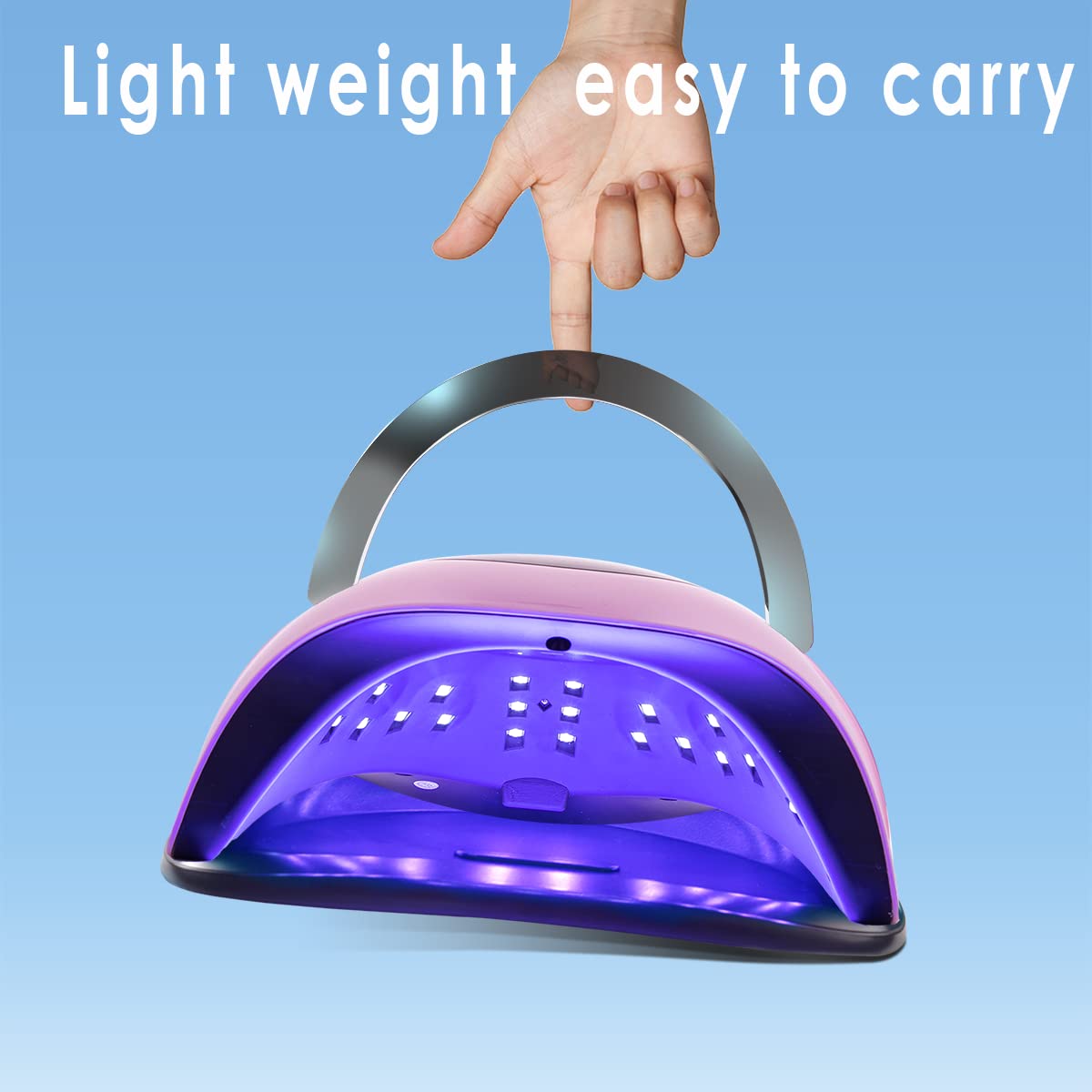W&H UV LED Nail Lamp, 120W Faster Gel Nail Dryer Professional Curing Lamp for Fingernail and Toenail Nail Gel Polish Machine with 4 Timer Setting Touch Screen （Sun BQ5T） (Pink)