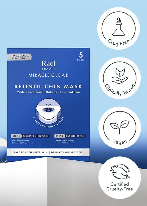 Rael Retinol Chin Mask with Miracle Clear Barrier Cream - Face Masks and Moisturizer, 2 Step System, Niacinamide, Ceramide NP, Korean Skincare (5 Kits)