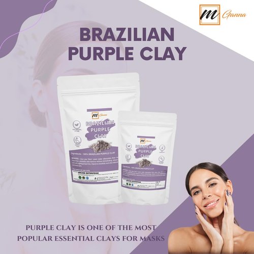 mGanna 100% Natural Brazilian Purple Clay Powder for Face packs, Creams and Soaps and other Cosmetic Formulations 0.5 lbs / 227 gms