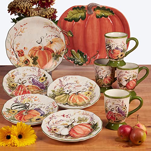Pumpkin Serveware Platter 13.75x11.5 Inches - Harvest Morning Fall Decor