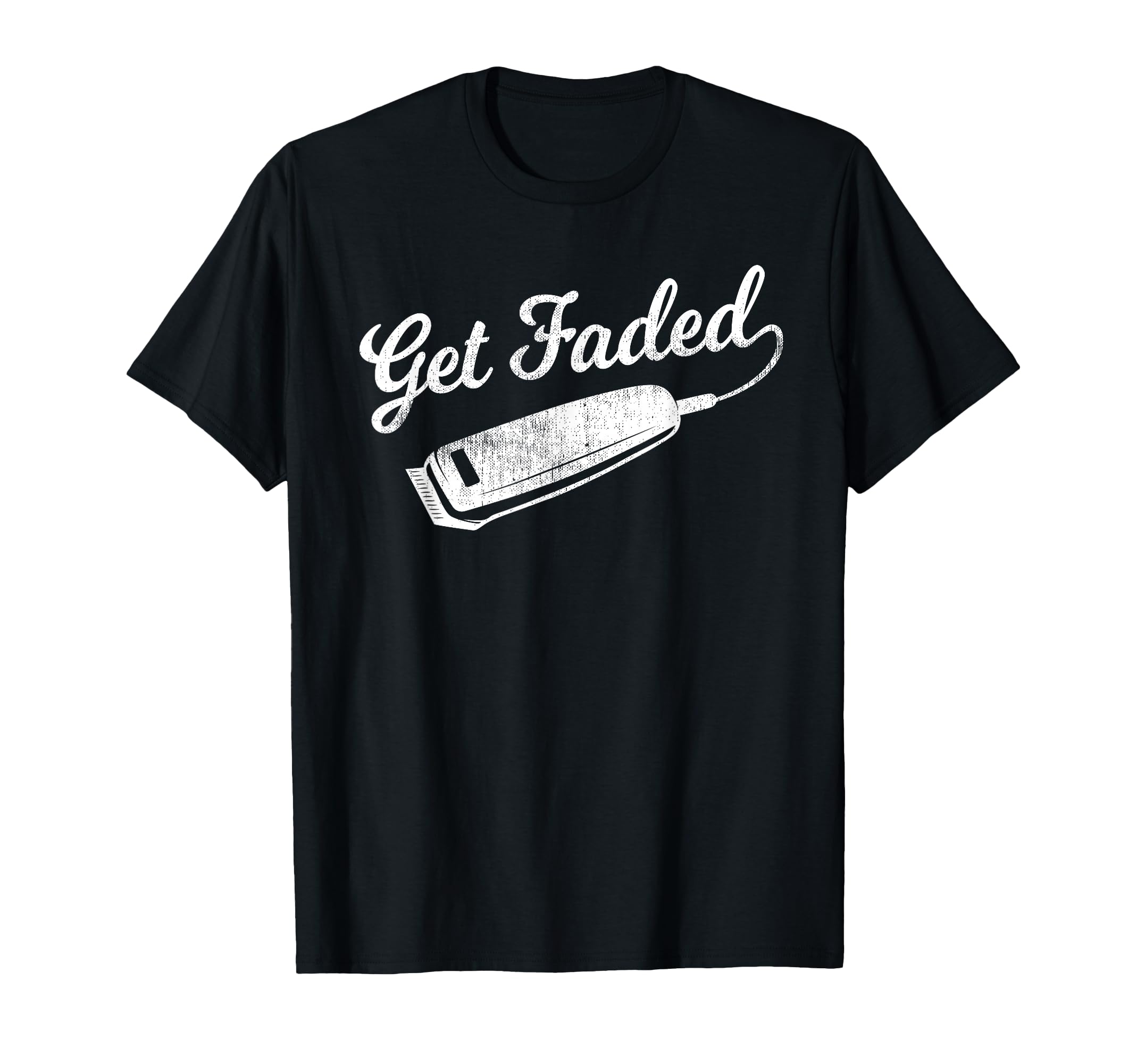 Vintage Distressed Barber T-Shirt - Get Faded Script Tail Te T-Shirt