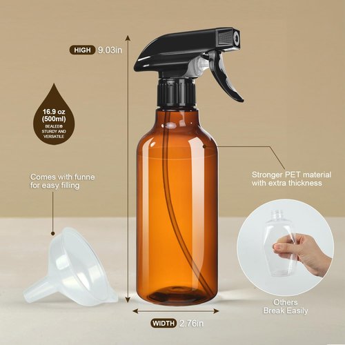 Skiennix Plastic Spray Bottles - 2-Pack 16.9 Oz | Heavy Duty Mist & Stream for Cleaning, Oils, Plants