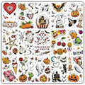 Halloween Temporary Tattoos Set for Kids & Adults - Vintage Retro Designs, 36 Sheets