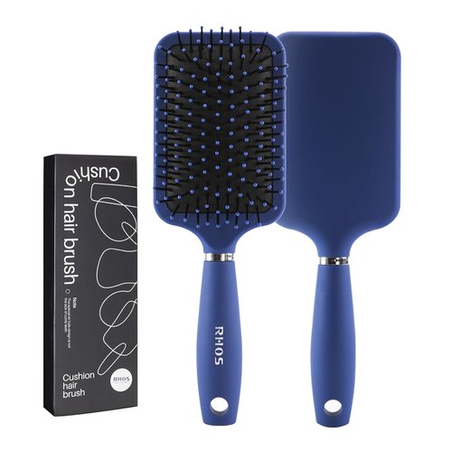 RHOS Paddle Hair Brush for Men - Detangler Brush with Nylon Bristles for All Hair Types | Blue