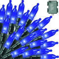 Blue Christmas String Lights - 50 LED Outdoor Mini Lights with 8 Modes & Timer - Waterproof Battery Operated, 16ft