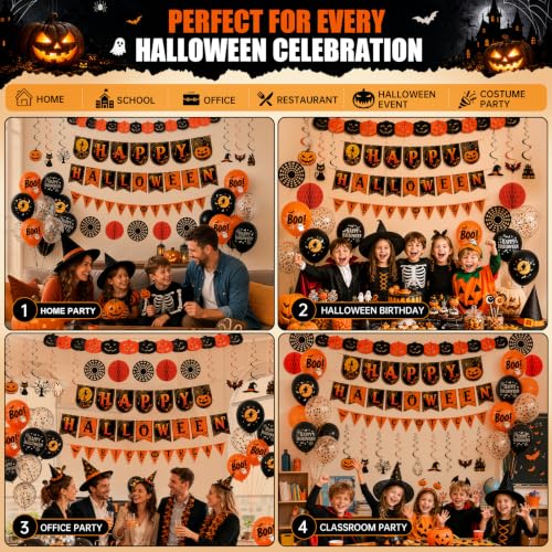 Halloween Party Decorations Set with Banners, Balloons & Garlands - Indoor Festive Decor