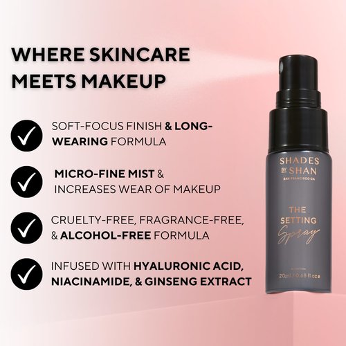 Shades By Shan Setting Spray - Alcohol-Free, Long-Wearing, Vegan Formula | Mini Size