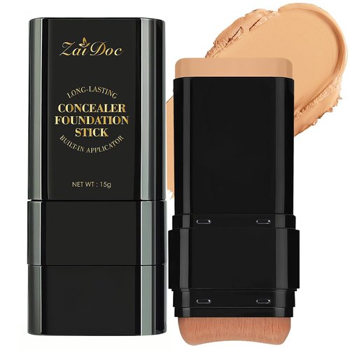 Skiennix Foundation Stick - Dual-Ended 2-in-1 Longwear & Waterproof Concealer for Dark Circles & Blemishes, 2.09 oz (04#)