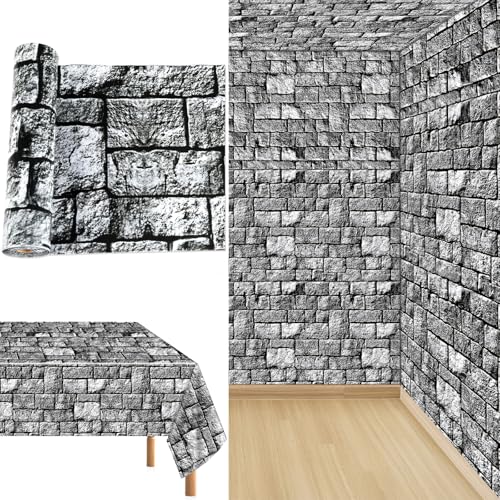 Stone Wall Backdrop Tablecloth Roll 200FT x 51 Inch - Medieval & Party Decor - Variation of 2362" x 51"