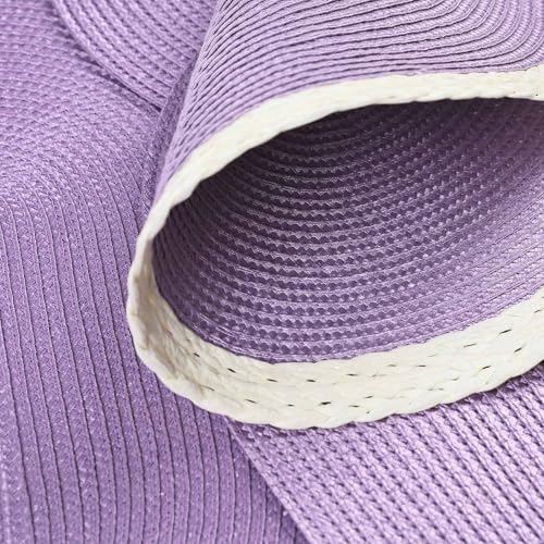 Mint Purple Woven Round Placemats Set of 6 - Elegant Braided Edge Table Mats