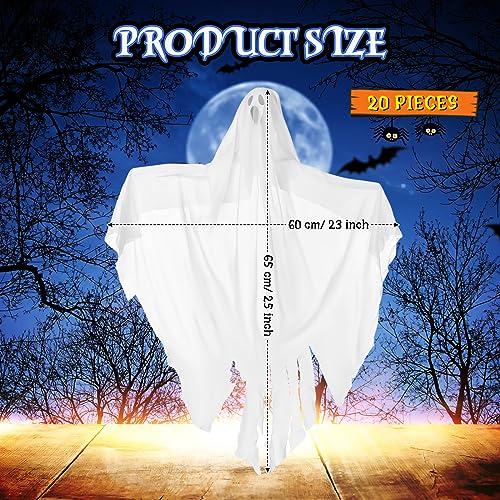 Libima 20 Pcs Halloween Hanging Ghost Decorations - 27.5 Inch Spooky Flying Ornaments for Party & Garden