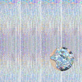 Silver Wave Fringe Curtain Streamer 4 Pack - Metallic Tinsel Backdrop for Parties