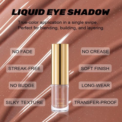 Regine Switzerland Warm Apricot Shimmer Liquid Eyeshadow - Longwear, Buildable & Blendable Cream, Vegan & Cruelty-Free