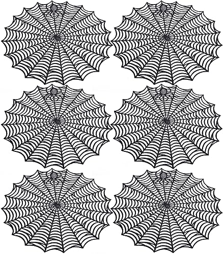 Black Halloween Spider Web Placemats - Set of 6, 15-inch Diameter