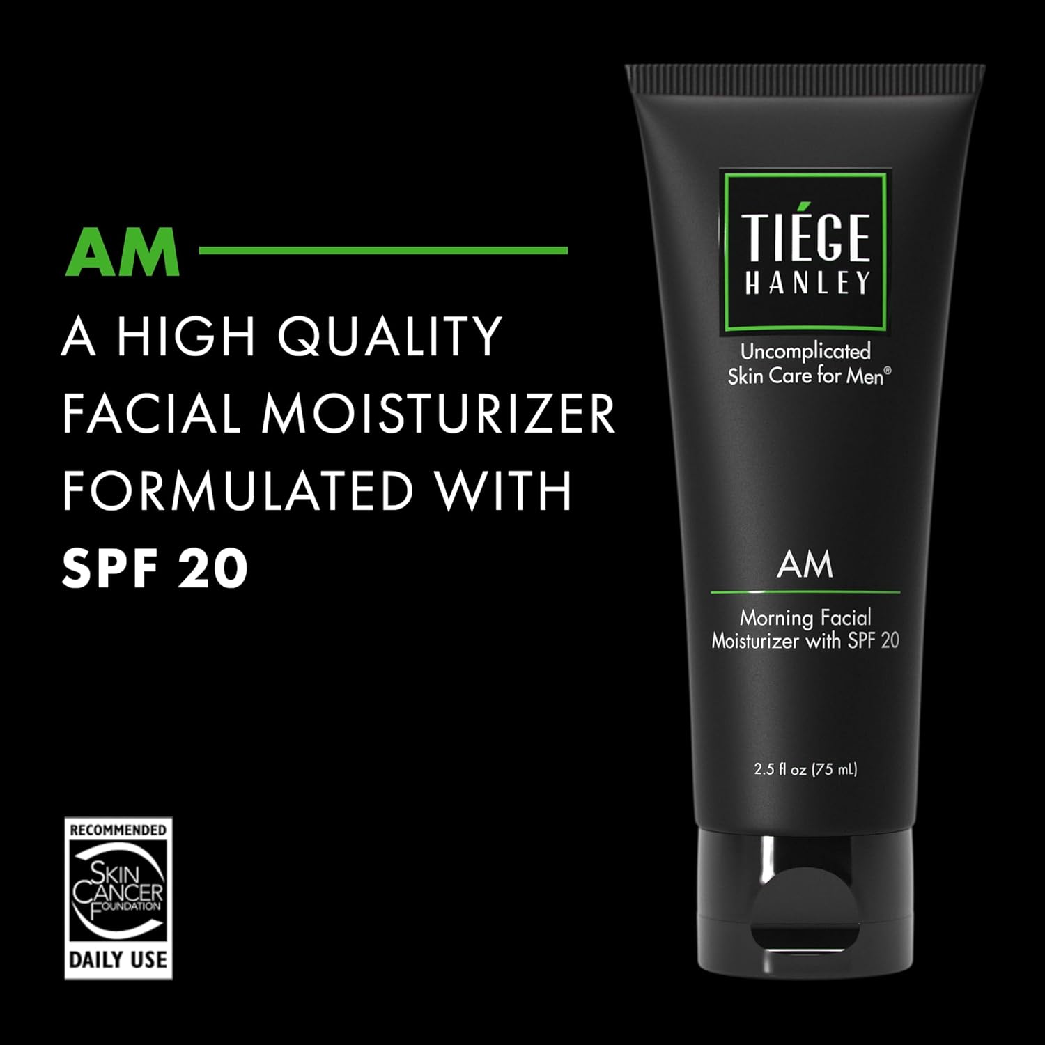 Tiege Hanley Men's Face Moisturizer - Morning Hydrating Cream with SPF 20 for Even Skin Tone | 2.5 Fl Oz