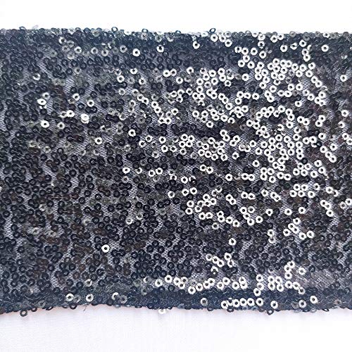 50PCS Black Elastic Sequin Chair Sashes for Party Wedding Decoration - Bling Bling