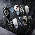 Halloween Press On Nails with Steel Balls & Blood Drip Design - Diamond Spider Variation