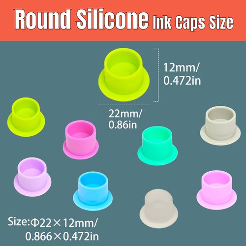KVM 200pcs Tattoo Ink Cup Blue Disposable Silicone Tattoo Pigment Cup Eyebrow Eyeliner Lip Color Pigment Cup Tattoo Pigment Holder (Black)