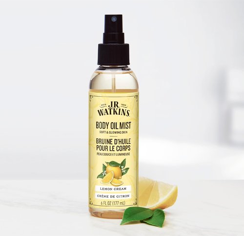 J.R. Watkins Naturally Hydrating Body Oil Mist, Lemon Cream, 6 fl oz, 2 Pack