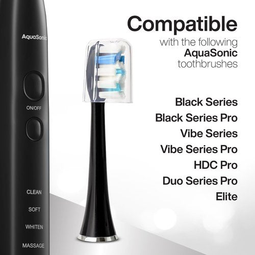 AquaSonic Genuine Duo PRO 8-Pack Replacement Brush Heads - Upgraded Proflex Brush Heads for Improved Plaque Removal - ADA Accepted - Genuine AquaSonic