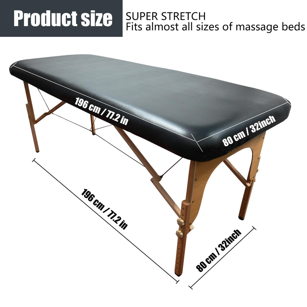 Yoquare Professional Waterproof Massage Table Cover - 32Inch Square 100% PU Leather, Wipeable Reusable Protector for Spa & Clinic (Black, 1-Pack)