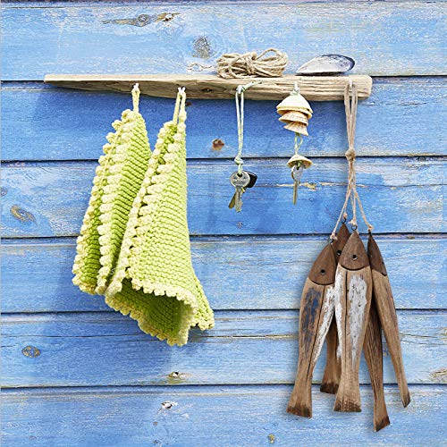 7.5 Inch Wooden Fish Wall Decor Nautical Hanging Wall Art - Coastal Home Decoration
