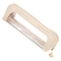 Clear Makeup Bag, Portable Transparent Cosmetic Organizer, PU Leather clear Makeup Brush Holder, Waterproof Travel Toiletry Pouch with Zipper for Women, Slim MakeupCase for Home, Office, Travel(Beige)
