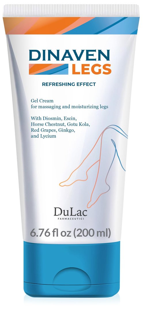 Dulac, Dinaven Legs Gel Cream, Cooling & Refreshing, with Diosmin & Menthol, Horse Chestnut Extract, Butcher's Broom & Red Vine, Fast-Absorbing, Non-Greasy, Daily Leg Care, 6.76 fl oz, Made in Italy