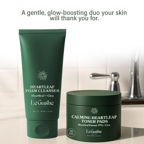 Le Gushe Heartleaf Face Toner Pads (70 Count) - Calming and Hydrating Toning Pads - CICA and Heartleaf Toner - for Troubled Skin and Breakouts (160 ml/ 5.41 fl oz)