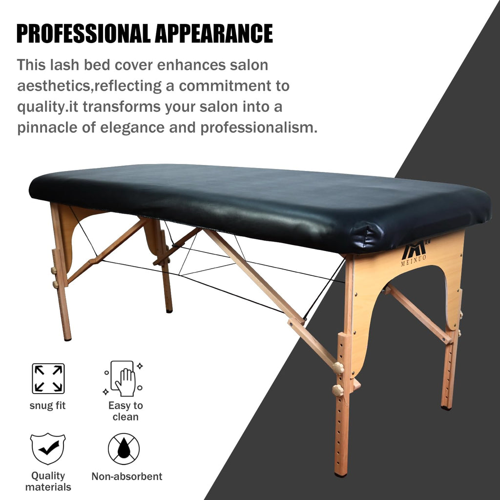 Yoquare Professional Waterproof Massage Table Cover - 32Inch Square 100% PU Leather, Wipeable Reusable Protector for Spa & Clinic (Black, 1-Pack)