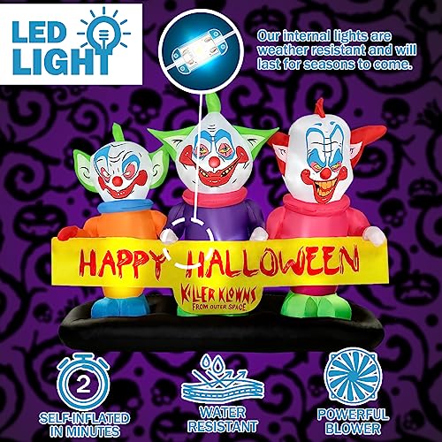 Halloween Inflatable Killer Clowns Decoration - 6ft Outdoor Yard Decor with Lights