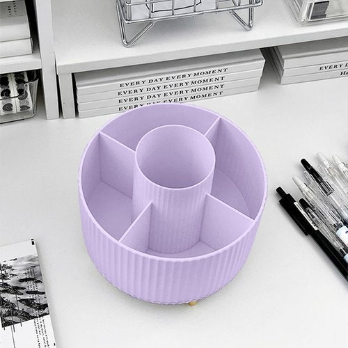 360 Degree Rotating Makeup Brush Holder Organizer Detachable Design 5 Slot Make up Brushes Cup for Cosmetics and Pencil Pen Organizer for Desk Makeup Organizer Skincare Storage for Vanity（Purple）