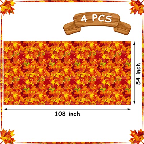 Autumn Maple Leaf Plastic Tablecloths 4 Pack - Fall Harvest Party Decor, 54x108 inches - Variation of 4