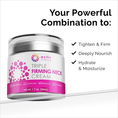 ACTIVSCIENCE Neck Firming Cream - Natural Anti-Aging Moisturizer with Retinol & Hyaluronic Acid - Day & Night Use