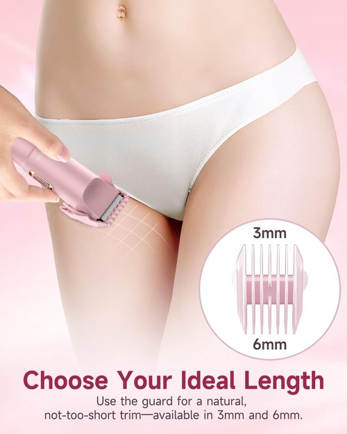 2-in-1 Bikini Trimmer for Women, Electric Personal Full Body & Pubic Hair Trimmer with Foil Shaver, Rechargeable Cordless Razor, Safe on Skin, Gentle Grooming for Intimate Areas, Legs & Underarms