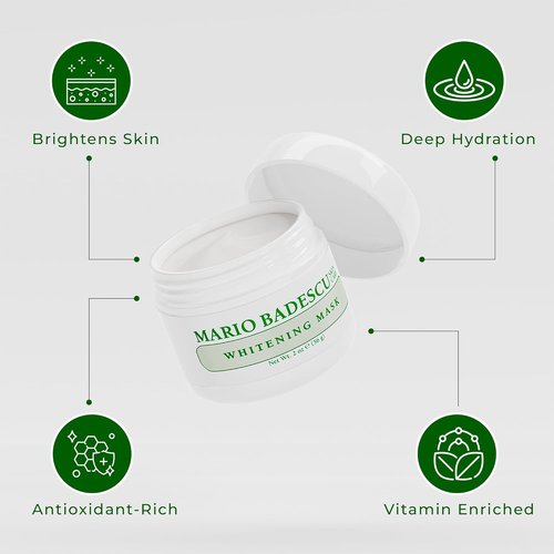 Mario Badescu Kojic Acid Whitening Mask - Brightening Face Mask with Grapeseed Oil & Vitamin E - 2 Oz
