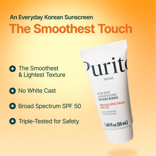 PURITO Korean Sunscreen SPF 50 - Lightweight, No White Cast, Broad Spectrum UVA/UVB Protection | Oil-Free & Vegan | 50mL (1.69 fl. oz)