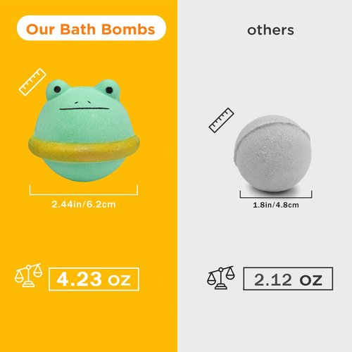 SHUCHING 9 PCS XXL Frog Bath Bombs with Surprise Inside, Organic Bubble Bath Fizzy Balls for Kids, Birthday Gifts Set for Boys Girls
